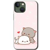 MRCİLETİSİM mrc34209 Kedi Aşkı Kılıf Baskılı Kapak 5D Tam Kaplayan Cam iPhone 13 ile uyumlu