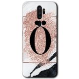 MRCİLETİSİM (mrc34591) Pembe Mermer Desenli Ö Harfi Kılıf HD Desen Baskılı Arka Kapak+Temperli Cam Oppo A5 2020 ile uyumlu
