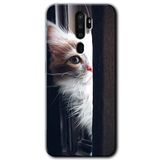 MRCİLETİSİM (mrc34782) Kedi Bakışı Kılıf HD Desen Baskılı Arka Kapak+Temperli Cam Oppo A5 2020 ile uyumlu
