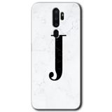 MRCİLETİSİM (mrc35165) Beyaz Mermer Desenli J Harfi Kılıf HD Desen Baskılı Arka Kapak Oppo A5 2020 ile uyumlu