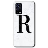 MRCİLETİSİM (mrc37924) Beyaz Mermer Desenli R Harfi Kılıf HD Desen Baskılı Arka Kapak+Temperli Cam Oppo A55 ile uyumlu