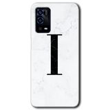 MRCİLETİSİM (mrc38464) Beyaz Mermer Desenli I Harfi Kılıf HD Desen Baskılı Arka Kapak Oppo A55 ile uyumlu