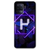 MRCİLETİSİM (mrc3940) Dark Neon Yaprak H Harfi Kılıf Baskılı Kapak Tam Kaplayan Mat Seramik Oppo Reno 5 Lite ile uyumlu
