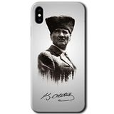 MRCİLETİSİM mrc39504 Mustafa Kemal Atatürk Kılıf Baskılı Kapak 5D Tam Kaplayan Cam iPhone X ile uyumlu