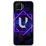 MRCİLETİSİM (mrc41367) Dark Neon Yaprak U Harfi Kılıf HD Desen Baskılı Arka Kapak+Temperli Cam Oppo A73 ile uyumlu