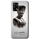 MRCİLETİSİM (mrc42419) Mustafa Kemal Atatürk Kılıf HD Desen Baskılı Arka Kapak+Temperli Cam Oppo A74 ile uyumlu