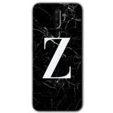 MRCİLETİSİM (mrc43475) Siyah Mermer Desenli Z Harfi Kılıf HD Desen Baskılı Arka Kapak+Temperli Cam Oppo A9 2020 ile uyumlu
