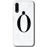 MRCİLETİSİM mrc43806 Beyaz Mermer Desenli O Harfi Kılıf Baskılı Kapak 5D Tam Kaplayan Cam Oppo A31 ile uyumlu