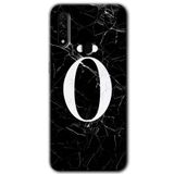 MRCİLETİSİM mrc43849 Siyah Mermer Desenli Ö Harfi Kılıf Baskılı Kapak 5D Tam Kaplayan Cam Oppo A31 ile uyumlu