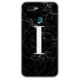 MRCİLETİSİM (mrc47855) Siyah Mermer Desenli İ Harfi Kılıf HD Desen Baskılı Arka Kapak+Temperli Cam Oppo Ax7 ile uyumlu