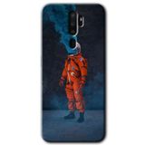 MRCİLETİSİM mrc47876 Smoke Astronot Kılıf Baskılı Kapak 5D Tam Kaplayan Cam Oppo A9 2020 ile uyumlu