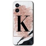 MRCİLETİSİM (mrc50536) Pembe Mermer Desenli K Harfi Kılıf HD Desen Baskılı Arka Kapak Oppo Reno 3 ile uyumlu
