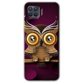 MRCİLETİSİM (mrc50850) Owl Bird Branch Kılıf HD Desen Baskılı Arka Kapak+Temperli Cam Oppo Reno 4 Lite ile uyumlu