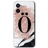 MRCİLETİSİM mrc50926 Pembe Mermer Desenli Ö Harfi Kılıf Baskılı Kapak 5D Tam Kaplayan Cam Oppo Reno 3 ile uyumlu