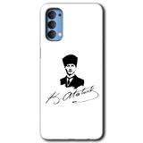 MRCİLETİSİM (mrc52862) Kemal Atatürk İmza Kılıf HD Desen Baskılı Arka Kapak Oppo Reno 4 ile uyumlu