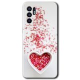 MRCİLETİSİM (mrc54606) Kalpli Şekerleme Kılıf HD Desen Baskılı Arka Kapak+Temperli Cam Oppo Reno 6 ile uyumlu