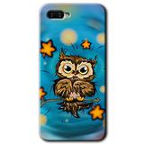 MRCİLETİSİM (mrc55251) Owl Bird Stars Kılıf HD Desen Baskılı Arka Kapak+Temperli Cam Oppo Rx 17 Neo ile uyumlu