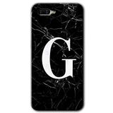 MRCİLETİSİM (mrc55553) Siyah Mermer Desenli G Harfi Kılıf HD Desen Baskılı Arka Kapak+Temperli Cam Oppo Rx 17 Neo ile uyumlu
