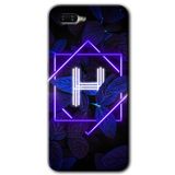 MRCİLETİSİM (mrc55640) Dark Neon Yaprak H Harfi Kılıf HD Desen Baskılı Arka Kapak+Temperli Cam Oppo Rx 17 Neo ile uyumlu