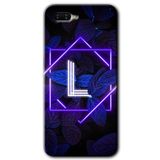 MRCİLETİSİM (mrc55645) Dark Neon Yaprak L Harfi Kılıf HD Desen Baskılı Arka Kapak+Temperli Cam Oppo Rx 17 Neo ile uyumlu