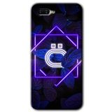 MRCİLETİSİM (mrc55649) Dark Neon Yaprak Ö Harfi Kılıf HD Desen Baskılı Arka Kapak+Temperli Cam Oppo Rx 17 Neo ile uyumlu