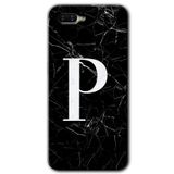 MRCİLETİSİM (mrc56115) Siyah Mermer Desenli P Harfi Kılıf HD Desen Baskılı Arka Kapak Oppo Rx 17 Neo ile uyumlu