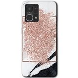 MRCİLETİSİM (mrc56550) Simli Mermer Kılıf HD Desen Baskılı Arka Kapak Oppo Reno 7 4G ile uyumlu