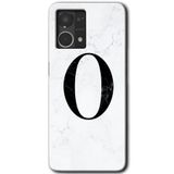 MRCİLETİSİM (mrc56621) Beyaz Mermer Desenli O Harfi Kılıf HD Desen Baskılı Arka Kapak Oppo Reno 7 4G ile uyumlu