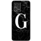 MRCİLETİSİM (mrc56653) Siyah Mermer Desenli G Harfi Kılıf HD Desen Baskılı Arka Kapak Oppo Reno 7 4G ile uyumlu