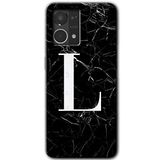 MRCİLETİSİM (mrc56659) Siyah Mermer Desenli L Harfi Kılıf HD Desen Baskılı Arka Kapak Oppo Reno 7 4G ile uyumlu