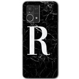 MRCİLETİSİM (mrc56666) Siyah Mermer Desenli R Harfi Kılıf HD Desen Baskılı Arka Kapak Oppo Reno 7 4G ile uyumlu