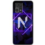 MRCİLETİSİM (mrc56747) Dark Neon Yaprak N Harfi Kılıf HD Desen Baskılı Arka Kapak Oppo Reno 7 4G ile uyumlu
