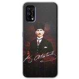 MRCİLETİSİM mrc57098 Kemal Atatürk Kılıf Baskılı Kapak 5D Tam Kaplayan Cam Realme 7 Pro ile uyumlu