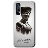 MRCİLETİSİM mrc57654 Mustafa Kemal Atatürk Kılıf Baskılı Kapak 5D Tam Kaplayan Cam Realme 7 ile uyumlu