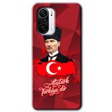MRCİLETİSİM (mrc58887) Atatürkiye Kılıf HD Desen Baskılı Arka Kapak+Temperli Cam Poco F3 ile uyumlu