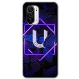 MRCİLETİSİM (mrc59517) Dark Neon Yaprak U Harfi Kılıf HD Desen Baskılı Arka Kapak Poco F3 ile uyumlu