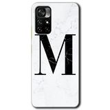 MRCİLETİSİM (mrc61019) Beyaz Mermer Desenli M Harfi Kılıf HD Desen Baskılı Arka Kapak Poco M4 Pro 5G ile uyumlu