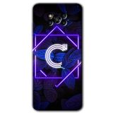 MRCİLETİSİM (mrc6133) Dark Neon Yaprak C Harfi Kılıf Baskılı Kapak Tam Kaplayan Mat Seramik Poco x3 Pro ile uyumlu