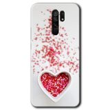 MRCİLETİSİM mrc61591 Kalpli Şekerleme Kılıf Baskılı Kapak 5D Tam Kaplayan Cam Xiaomi Redmi 9 ile uyumlu
