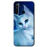 MRCİLETİSİM (mrc68013) Cat Glance Kılıf HD Desen Baskılı Arka Kapak+Temperli Cam Realme 5i ile uyumlu