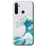 MRCİLETİSİM (mrc68059) Dalga Kılıf HD Desen Baskılı Arka Kapak+Temperli Cam Realme 5i ile uyumlu