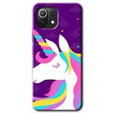 MRCİLETİSİM mrc69043 Unicorn Sleep Kılıf Baskılı Kapak 5D Tam Kaplayan Cam Xiaomi Mi 11 Lite ile uyumlu