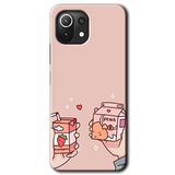 MRCİLETİSİM mrc69201 Meyveli Süt Kılıf Baskılı Kapak 5D Tam Kaplayan Cam Xiaomi Mi 11 Lite ile uyumlu