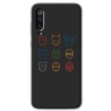 MRCİLETİSİM mrc69539 Avengers Minimalism Kılıf Baskılı Kapak 5D Tam Kaplayan Cam Xiaomi Mi 9 SE ile uyumlu