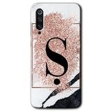 MRCİLETİSİM mrc69630 Pembe Mermer Desenli Ş Harfi Kılıf Baskılı Kapak 5D Tam Kaplayan Cam Xiaomi Mi 9 SE ile uyumlu