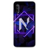 MRCİLETİSİM mrc69782 Dark Neon Yaprak N Harfi Kılıf Baskılı Kapak 5D Tam Kaplayan Cam Xiaomi Mi 9 SE ile uyumlu