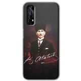 MRCİLETİSİM (mrc69913) Kemal Atatürk Kılıf HD Desen Baskılı Arka Kapak+Temperli Cam Realme 7 ile uyumlu