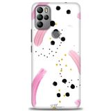 MRCİLETİSİM (mrc7090) Tam Ekran Koruyucu Kılıf HD Baskılı Kılıf Pembe ve Benekler General Mobile GM 21 Pro ile uyumlu