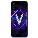 MRCİLETİSİM (mrc7269) Dark Neon Yaprak V Harfi Kılıf Baskılı Kapak Tam Kaplayan Mat Seramik Realme 6i ile uyumlu