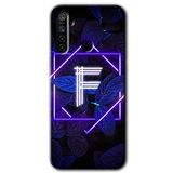 MRCİLETİSİM (mrc73237) Dark Neon Yaprak F Harfi Kılıf HD Desen Baskılı Arka Kapak Realme 6i ile uyumlu